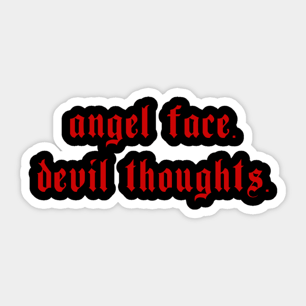 Angel Face Devil Thoughts Aesthetic Grunge Girl Sticker by wbdesignz